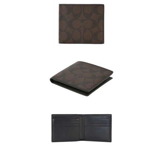 Coach Double Bill Signature Men Wallet- Mahogany Brown F75083 - Picture 5 of 11